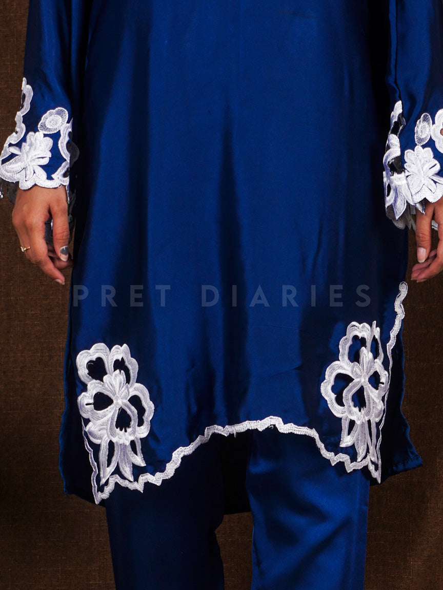 Blue Cutwork Silk 2 pc - 54857