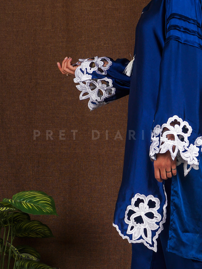Blue Cutwork Silk 2 pc - 54857