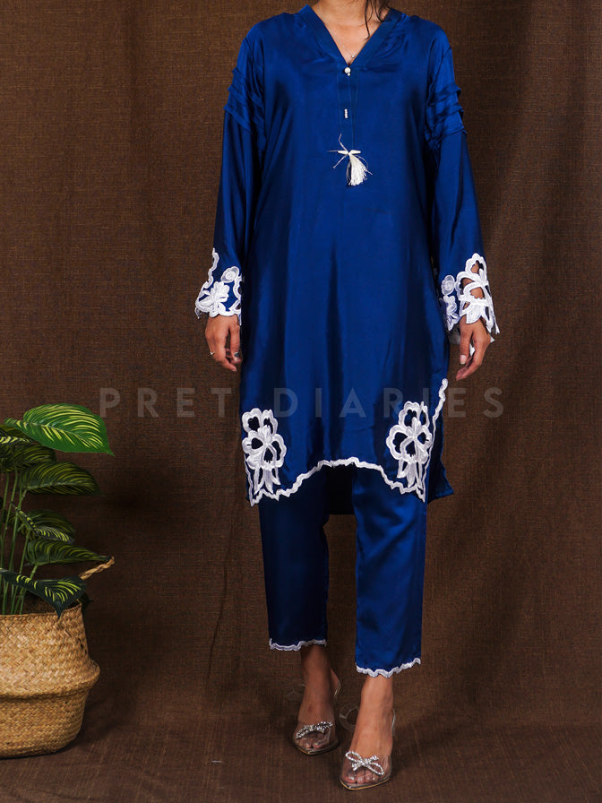 Blue Cutwork Silk 2 pc - 54857