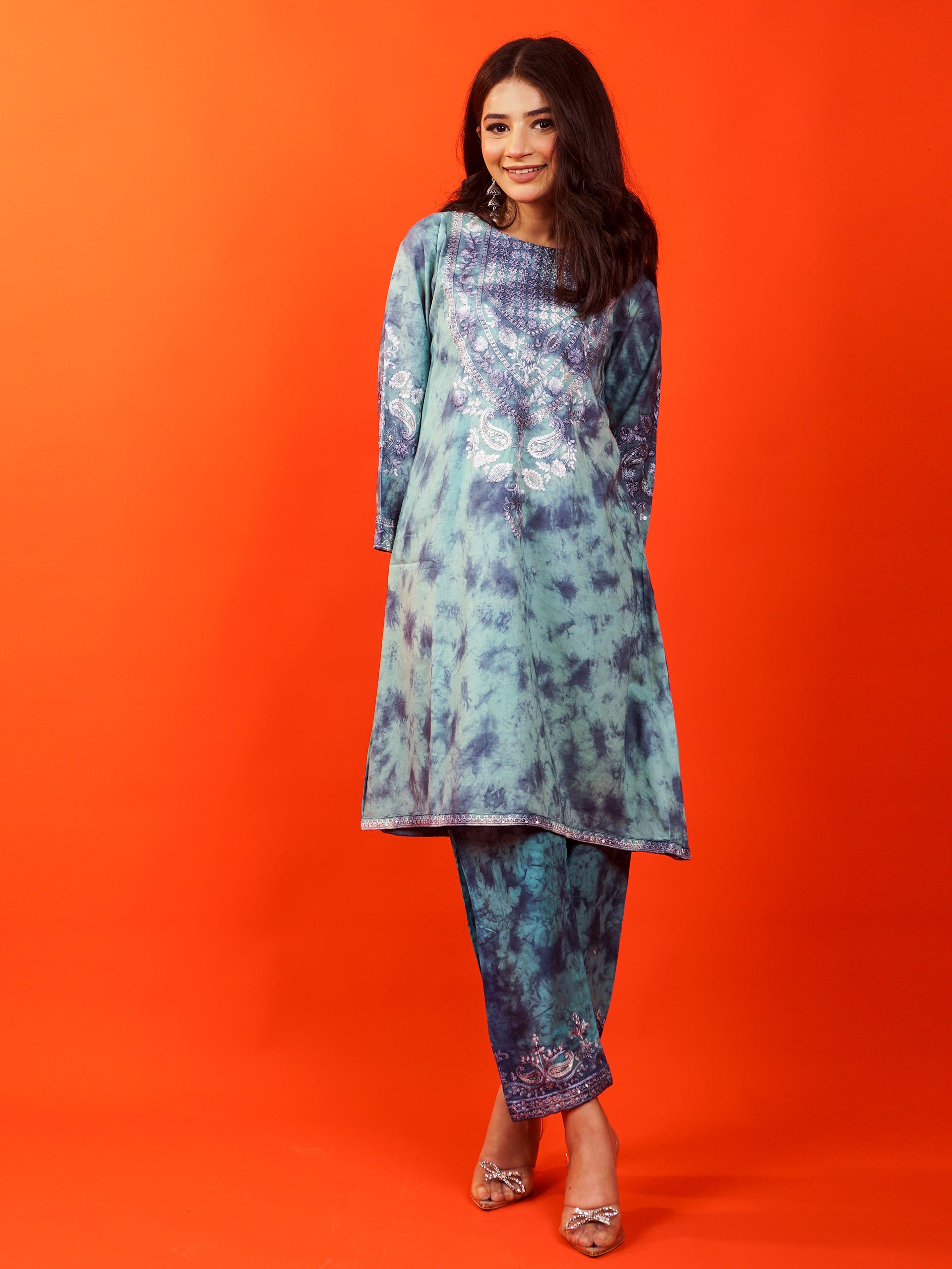 Blue Tye and Dye Embroidered 2 pc - 54897