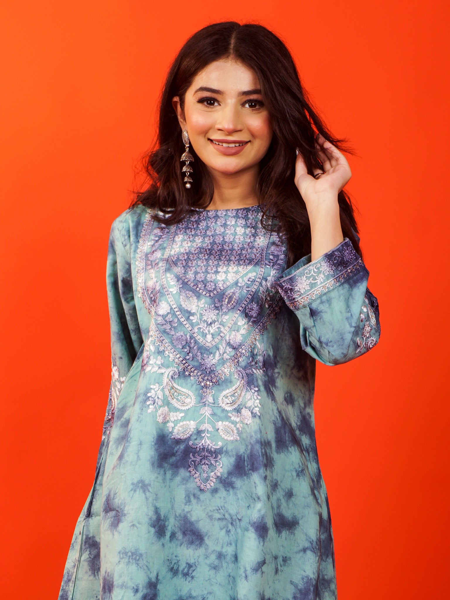 Blue Tye and Dye Embroidered 2 pc - 54897