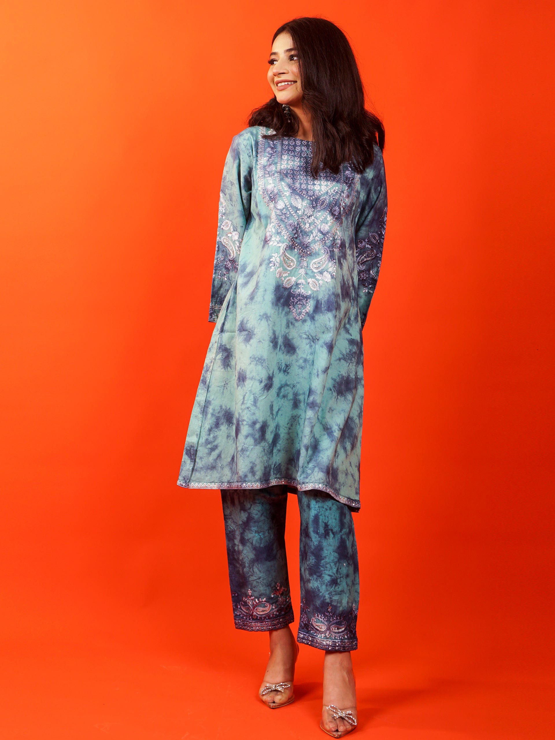 Blue Tye and Dye Embroidered 2 pc - 54897