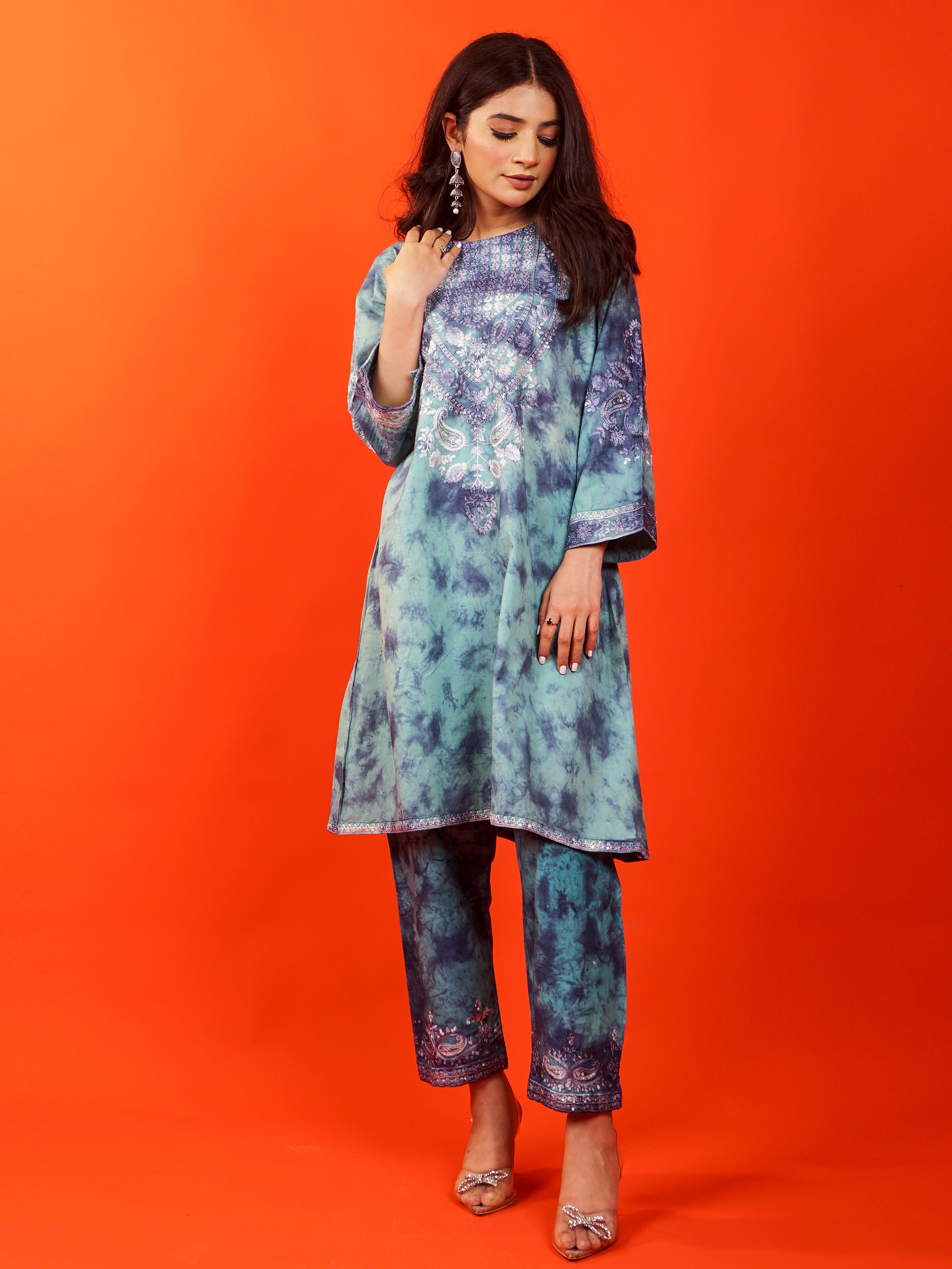 Blue Tye and Dye Embroidered 2 pc - 54897