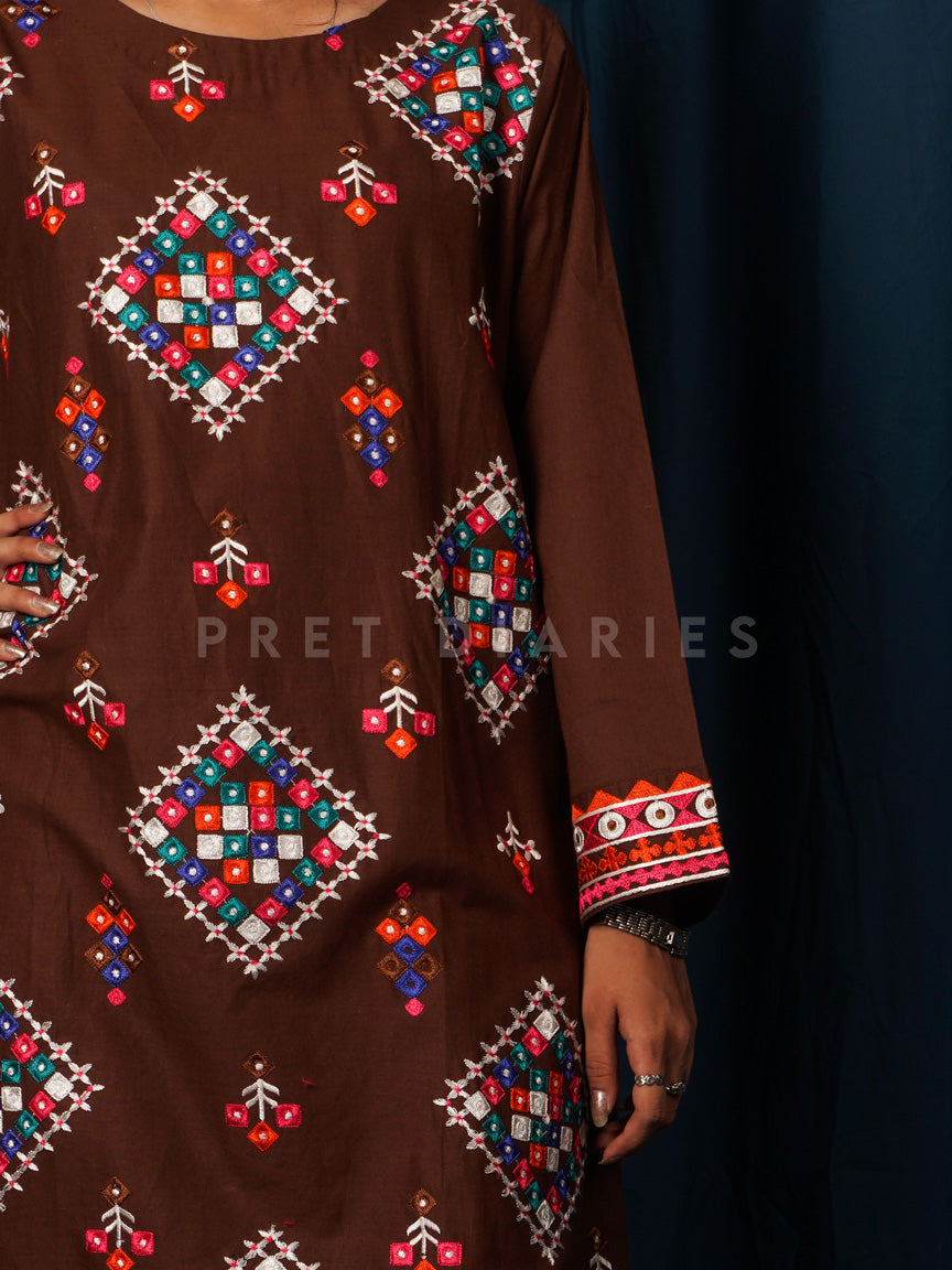 Brown Embroidered 2 pc - 54723