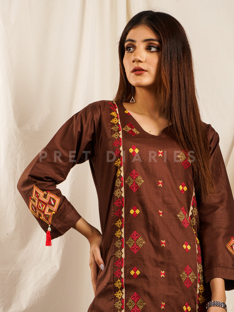 Brown Embroidered 2 pc - 54699