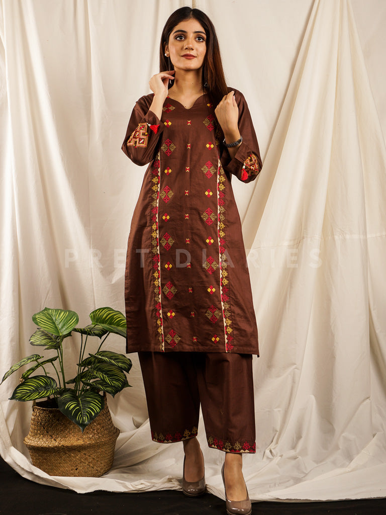 Brown Embroidered 2 pc - 54699