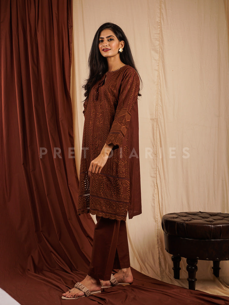 Brown Embroidered 2 pc - 54477