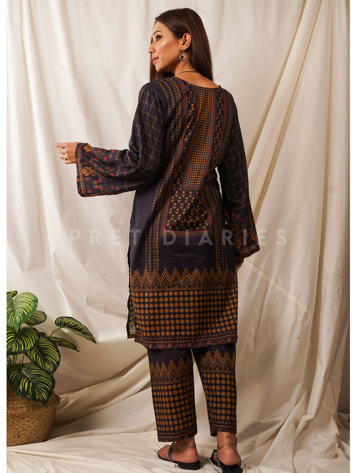 Blue Lawn Printed 2 pc - 54546