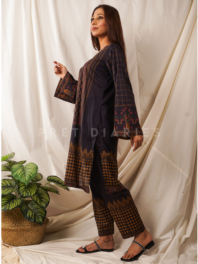 Blue Lawn Printed 2 pc - 54546