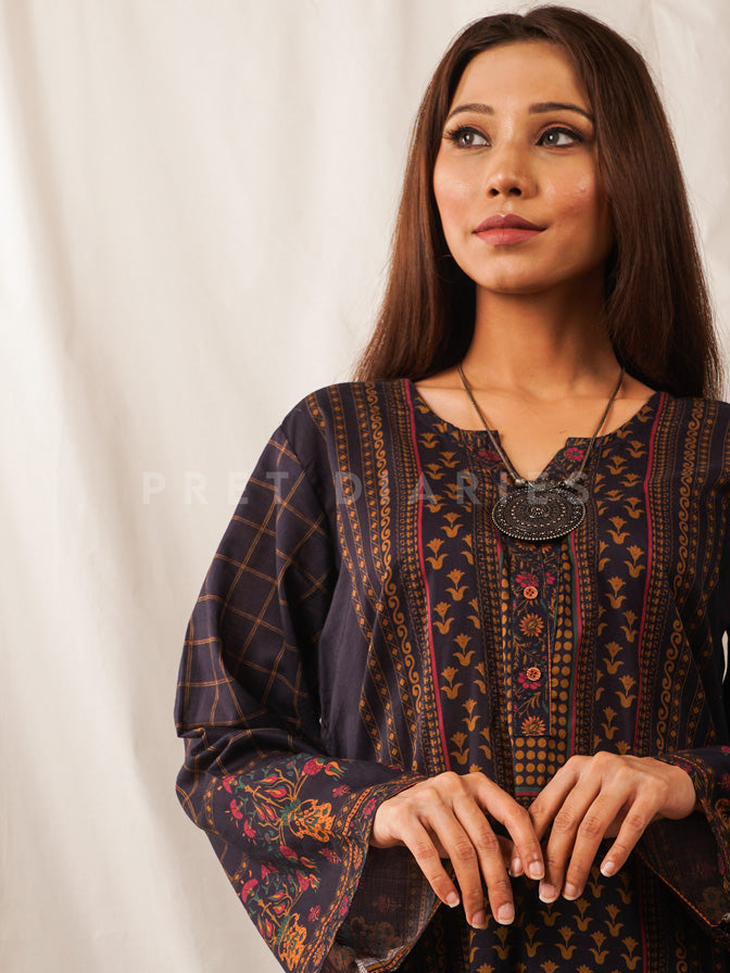 Blue Lawn Printed 2 pc - 54546