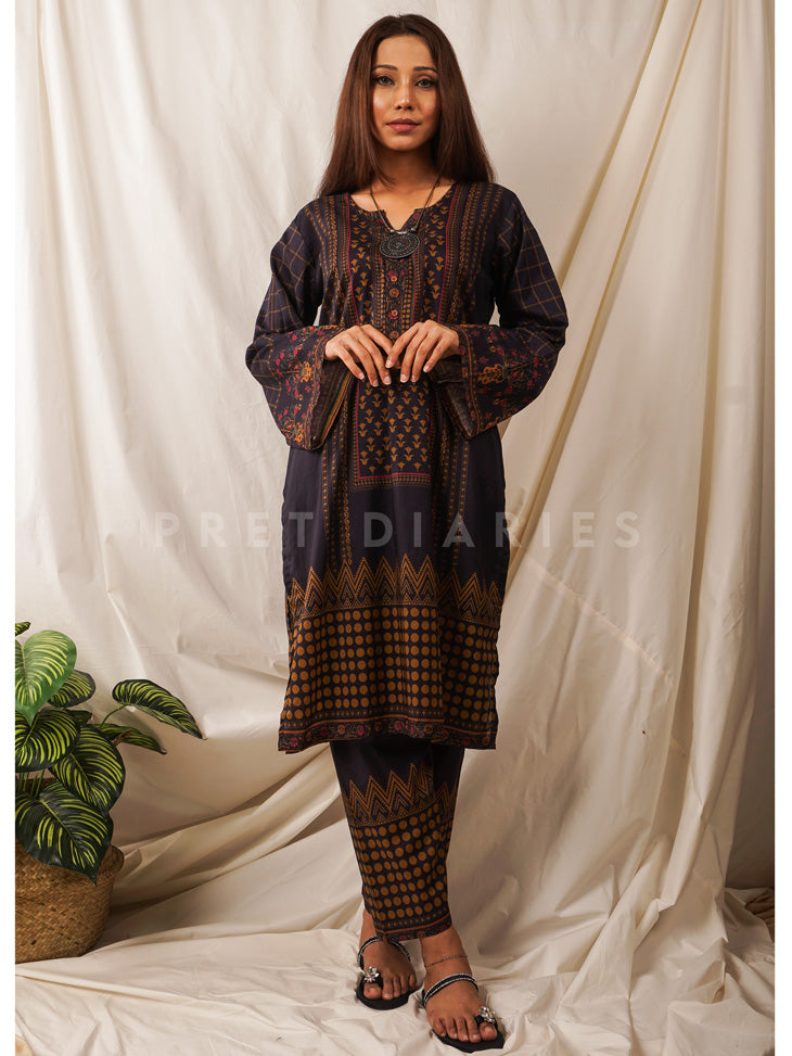 Blue Lawn Printed 2 pc - 54546