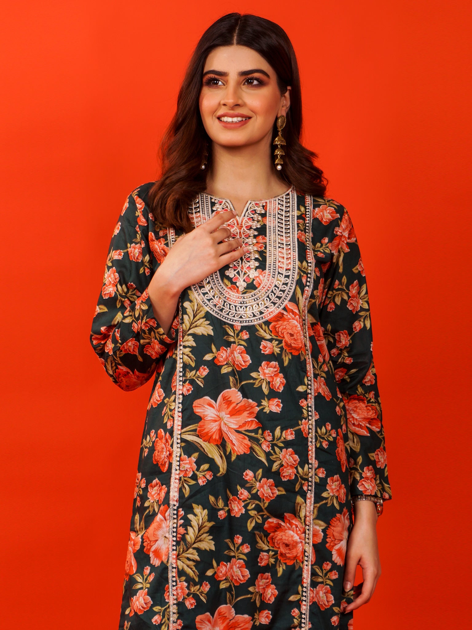 Green Digital Printed Embroidered 2 pc - 54797