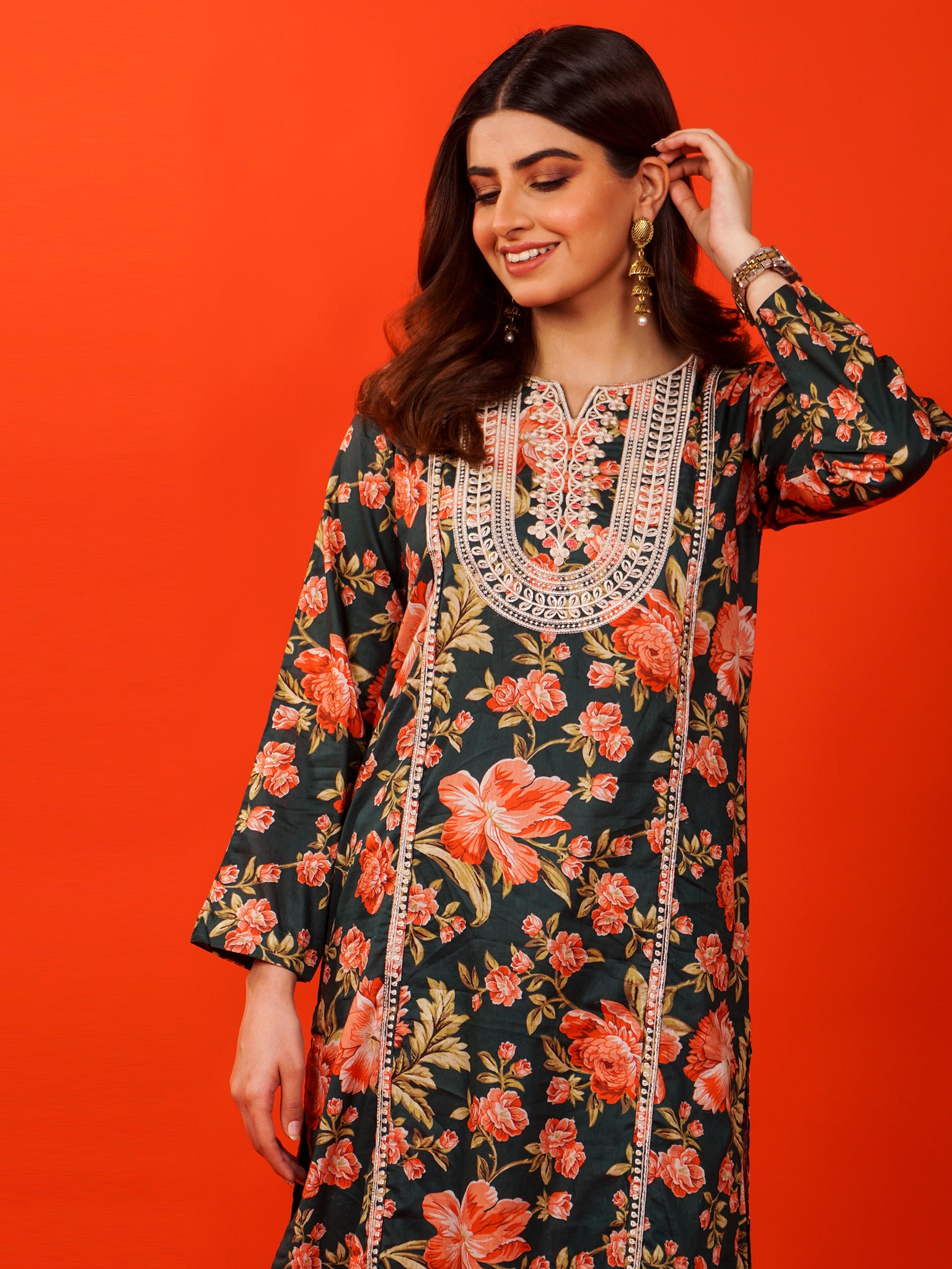Green Digital Printed Embroidered 2 pc - 54797