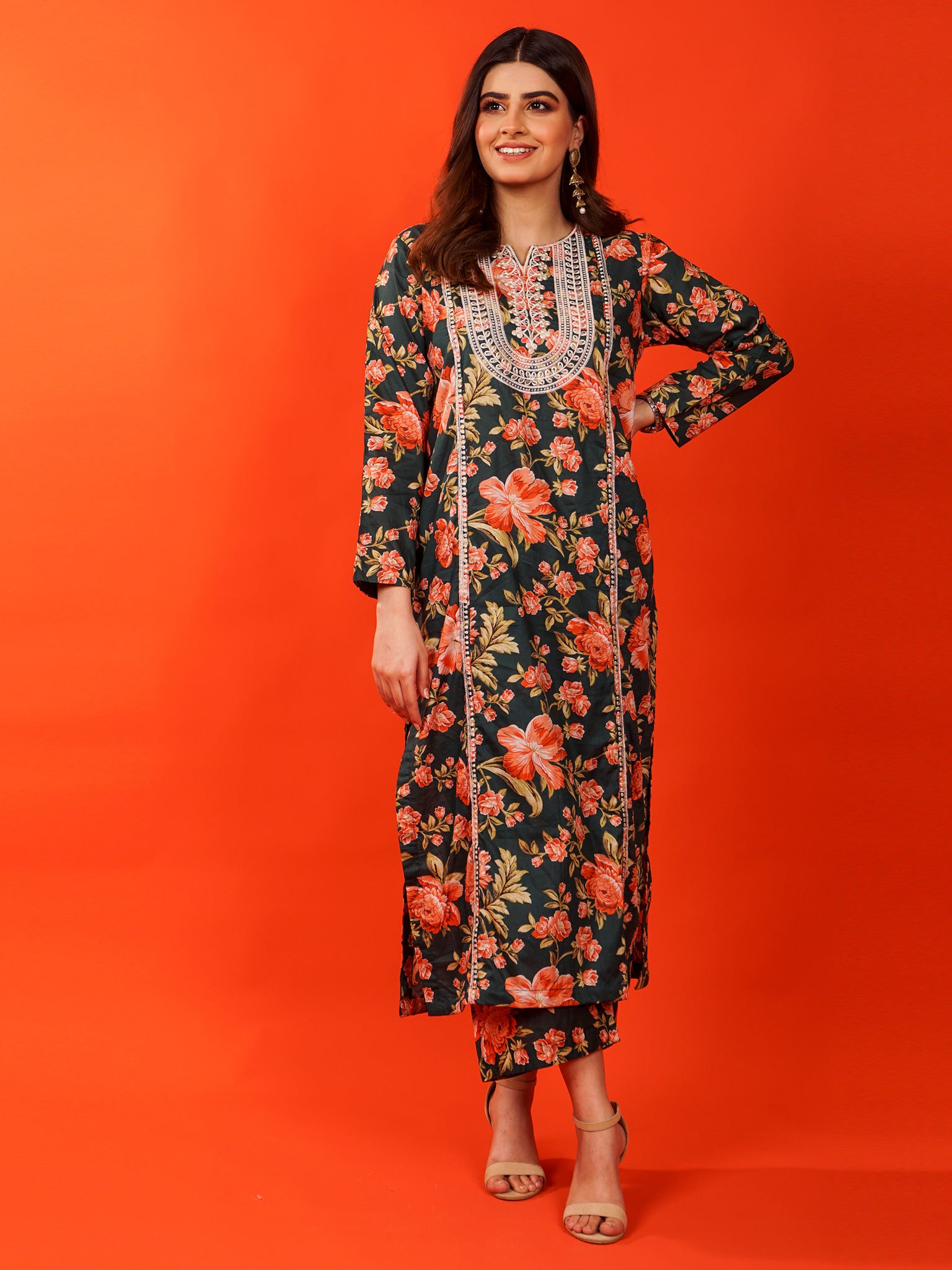 Green Digital Printed Embroidered 2 pc - 54797