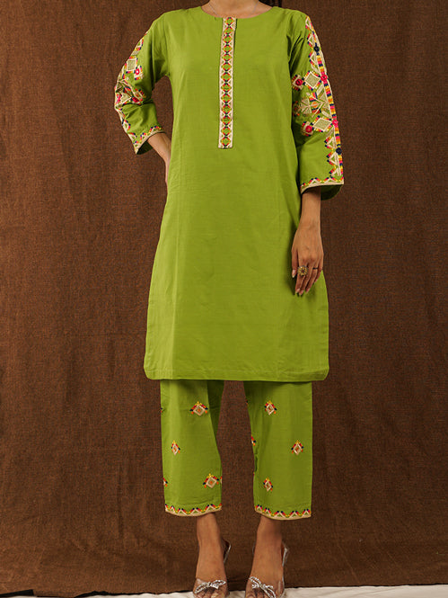 Green Embroidered 2 pc - 54256