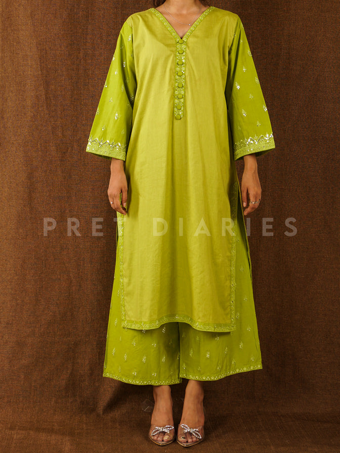 Green Embroidered 2 pc - 54766