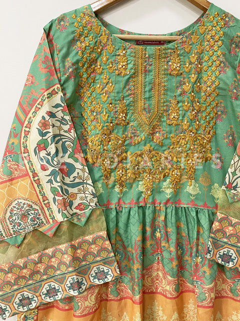Green Printed Frock - 53016