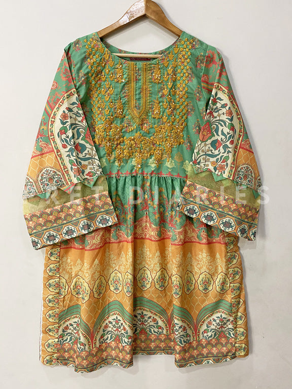 Green Printed Frock - 53016