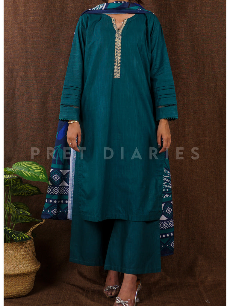Green Khaddar 3 pc - 54815