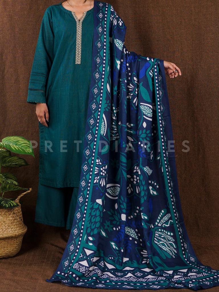 Green Khaddar 3 pc - 54815
