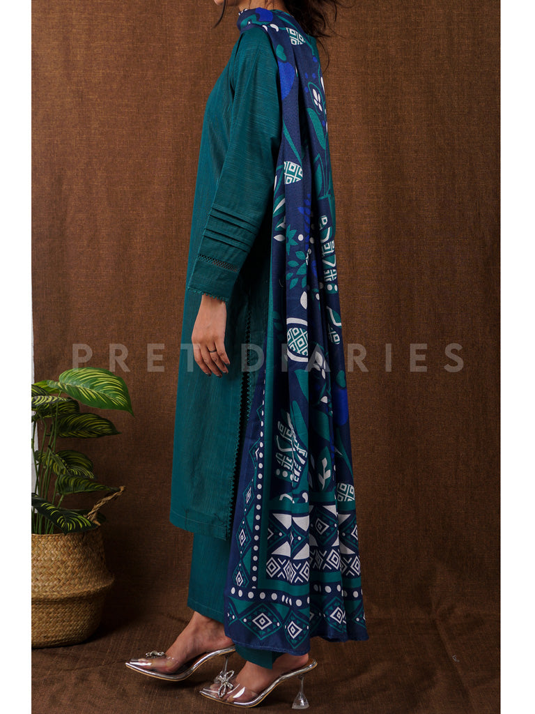 Green Khaddar 3 pc - 54815