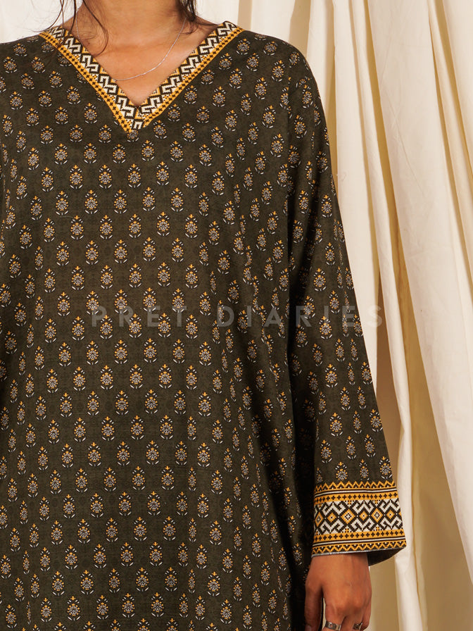Green Khaddar Printed 2 pc - 54747