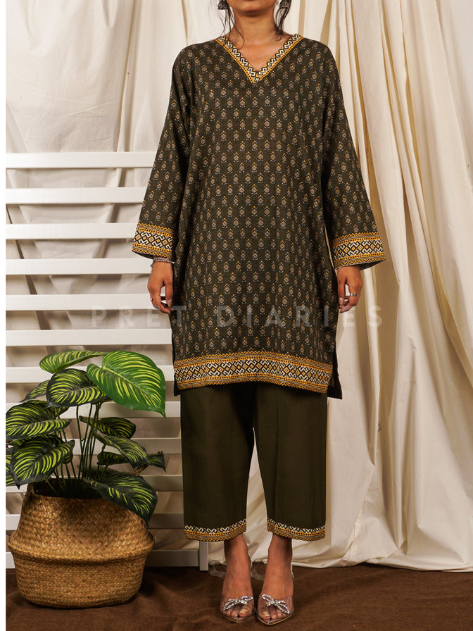 Green Khaddar Printed 2 pc - 54747