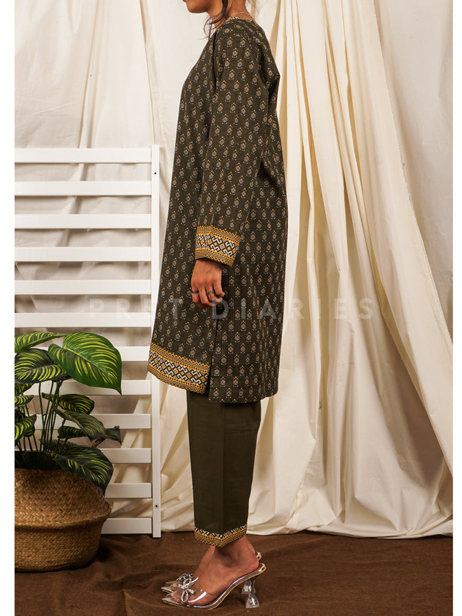 Green Khaddar Printed 2 pc - 54747