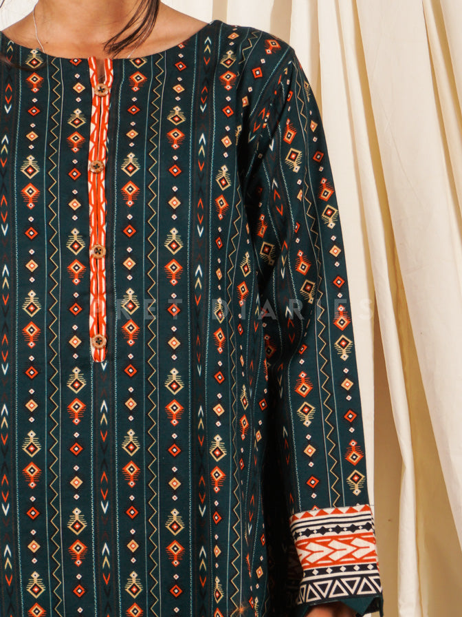 Green Khaddar Printed 2 pc - 54749