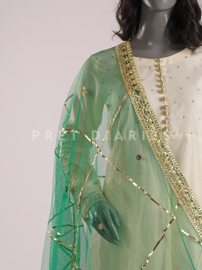 Green Net Dupatta - 54404