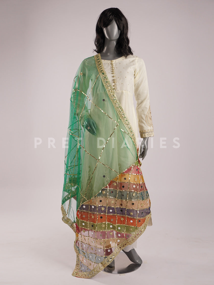 Green Net Dupatta - 54404