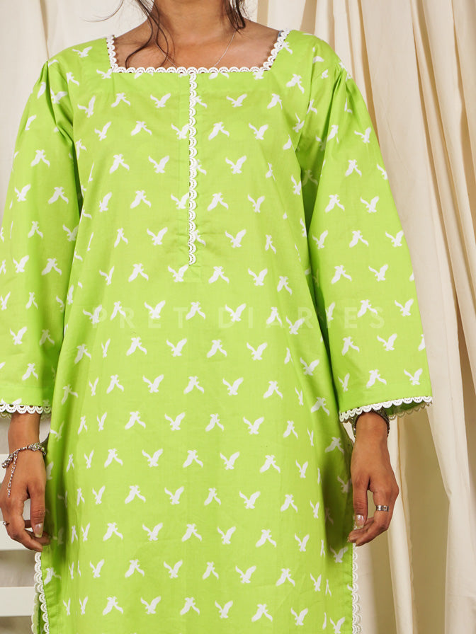 Lime Green Printed 2 pc - 54745