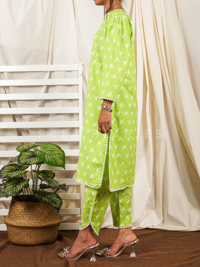 Lime Green Printed 2 pc - 54745