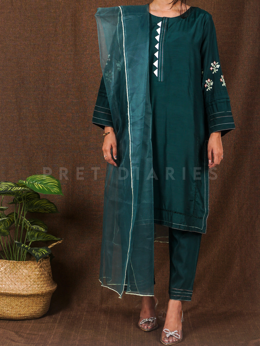 Green Embroidered 3 pc - 54859