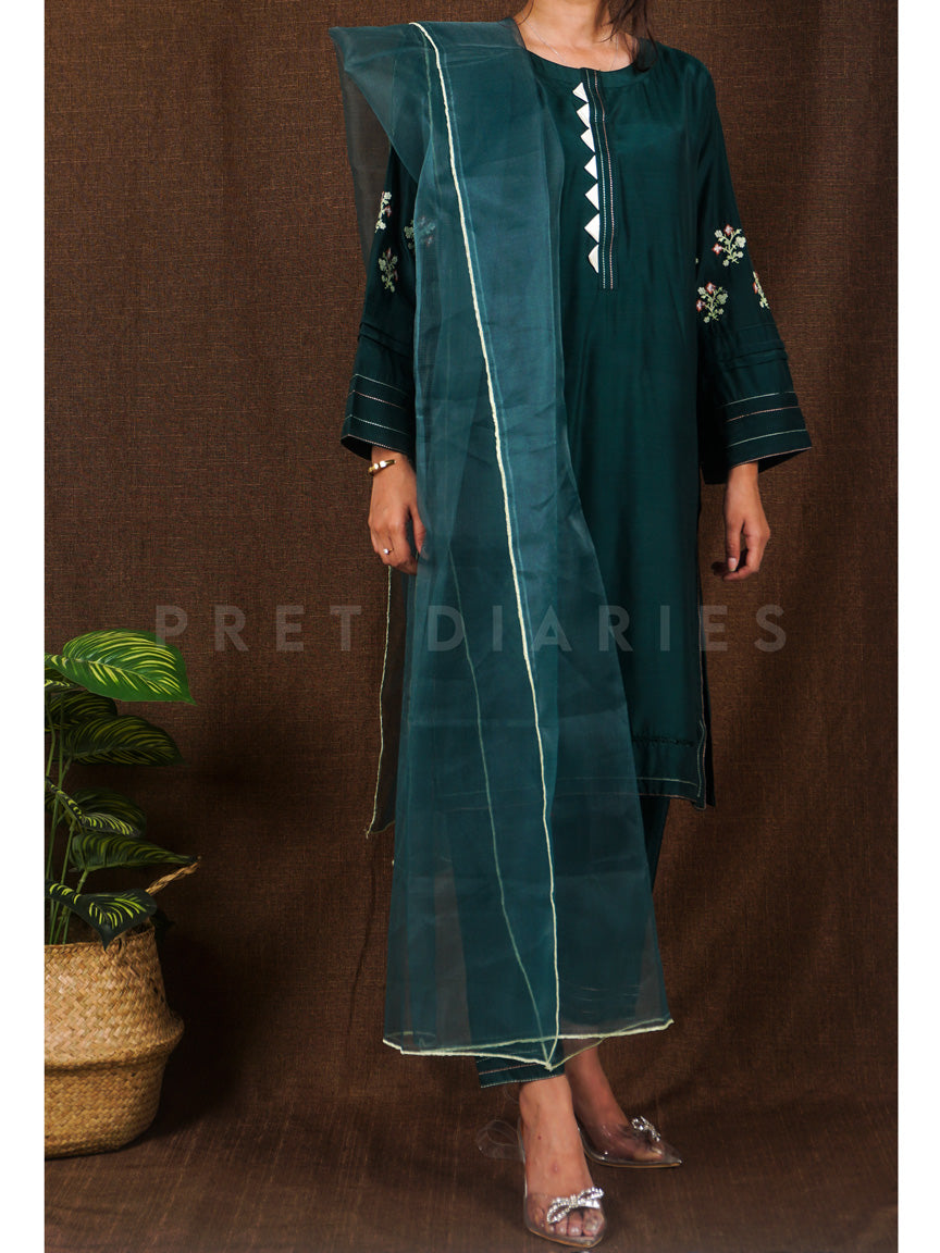 Green Embroidered 3 pc - 54859