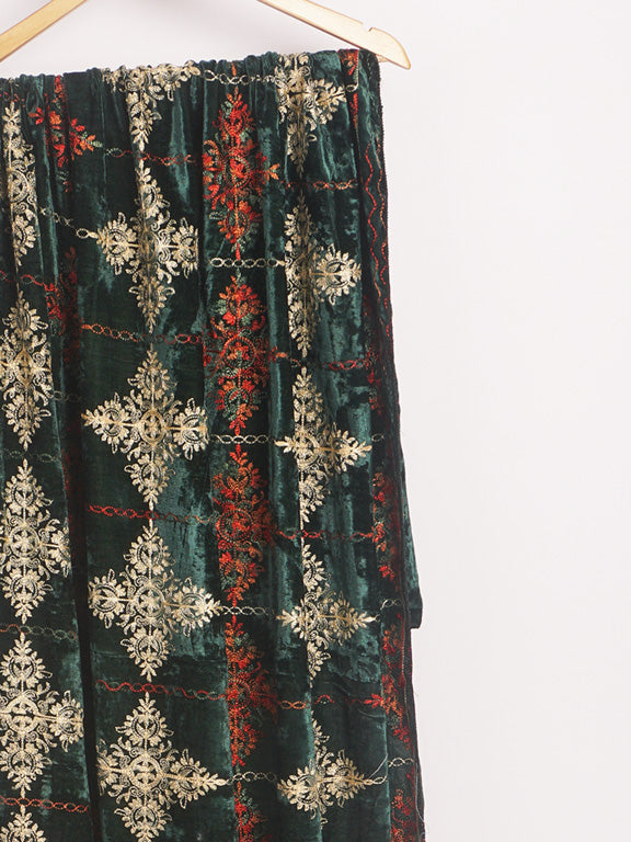 Green Embroidered Velvet Shawl SHL - 2265