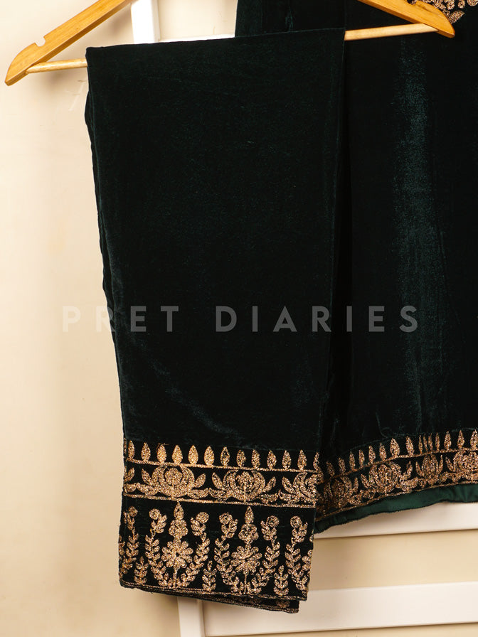 Green Velvet Embroidered 2 pc - 54820