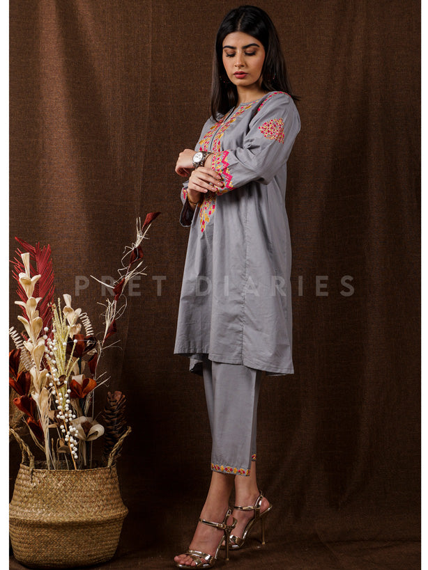 Grey Embroidered 2 pc - 54660
