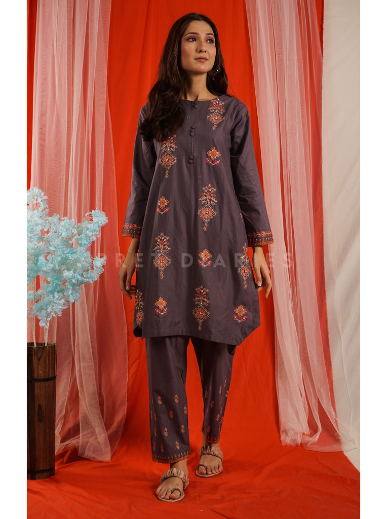 Grey Embroidered 2 pc - 54656