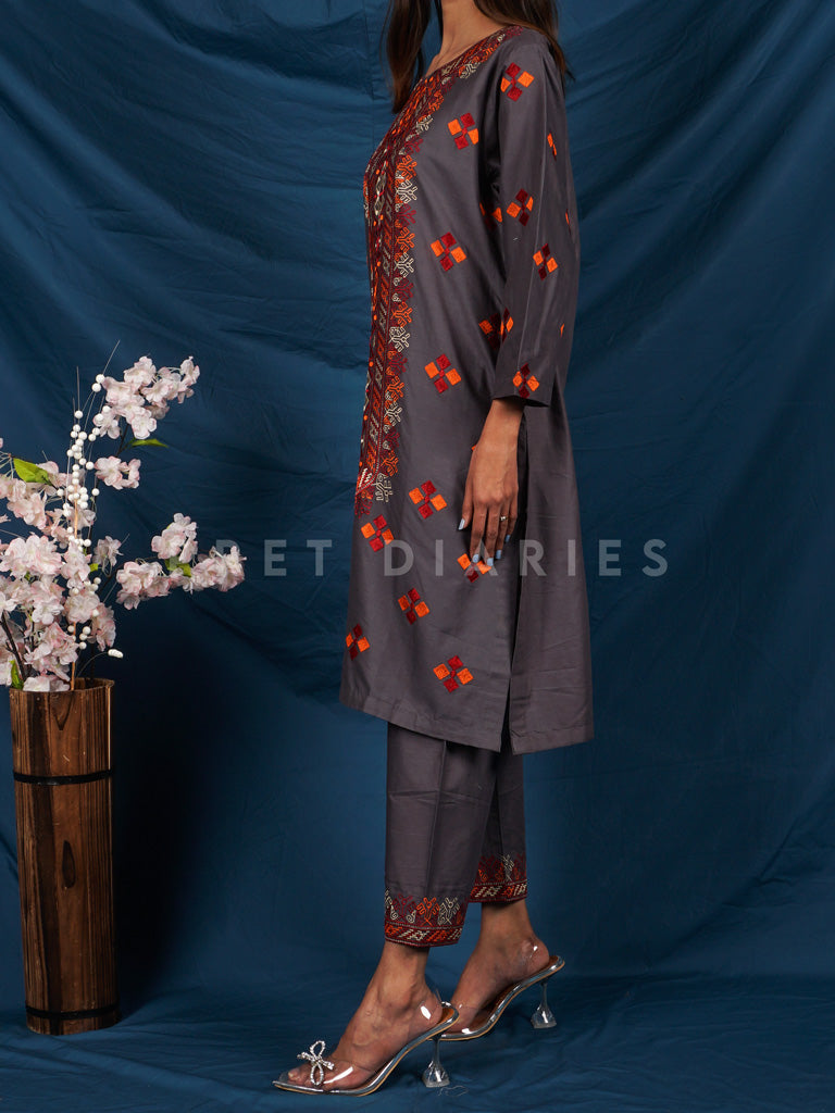 Grey Embroidered 2 pc - 54739