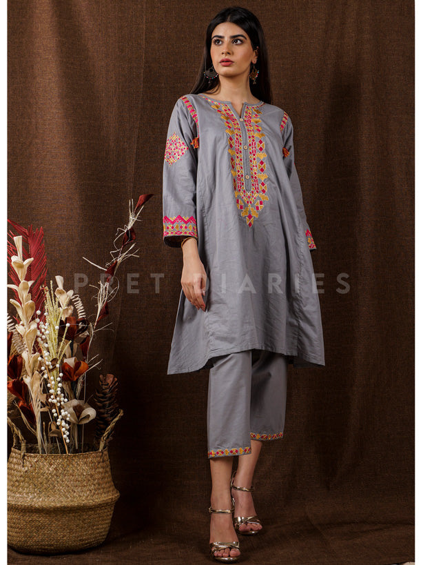 Grey Embroidered 2 pc - 54660
