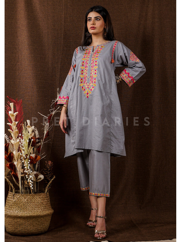 Grey Embroidered 2 pc - 54660