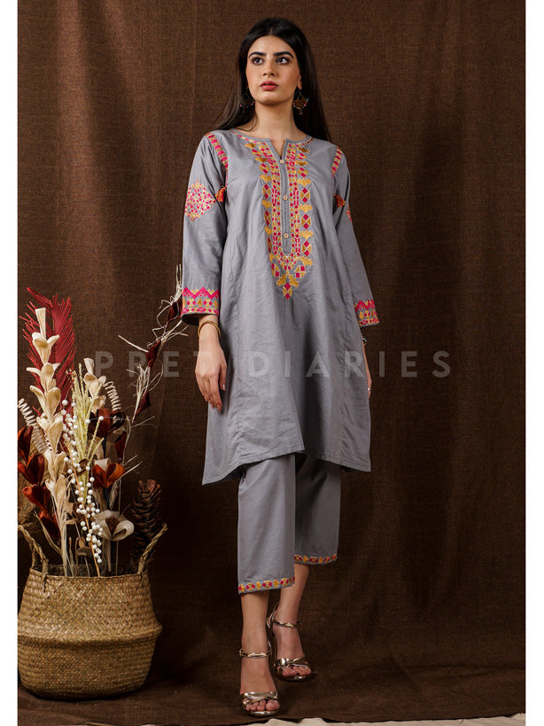 Grey Embroidered 2 pc - 54660