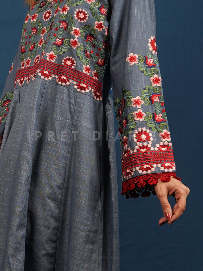 Grey Khaddar Frock - 54488