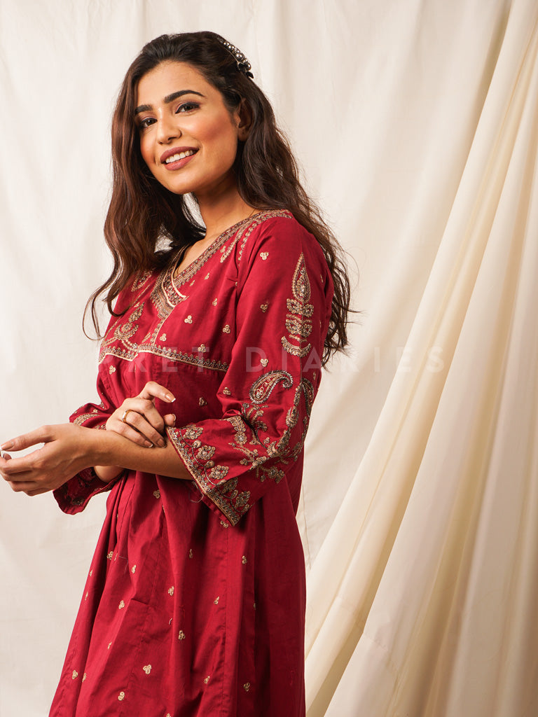 Maroon Embroidered 2 pc - 54523