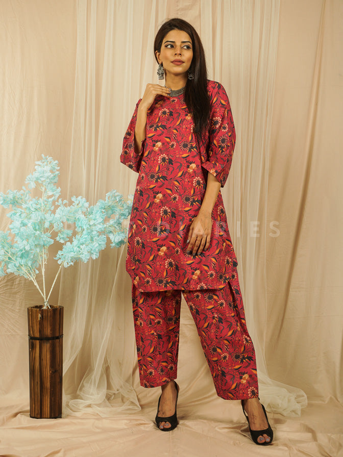 Maroon Digital Printed Kurta and Shalwar- 54631
