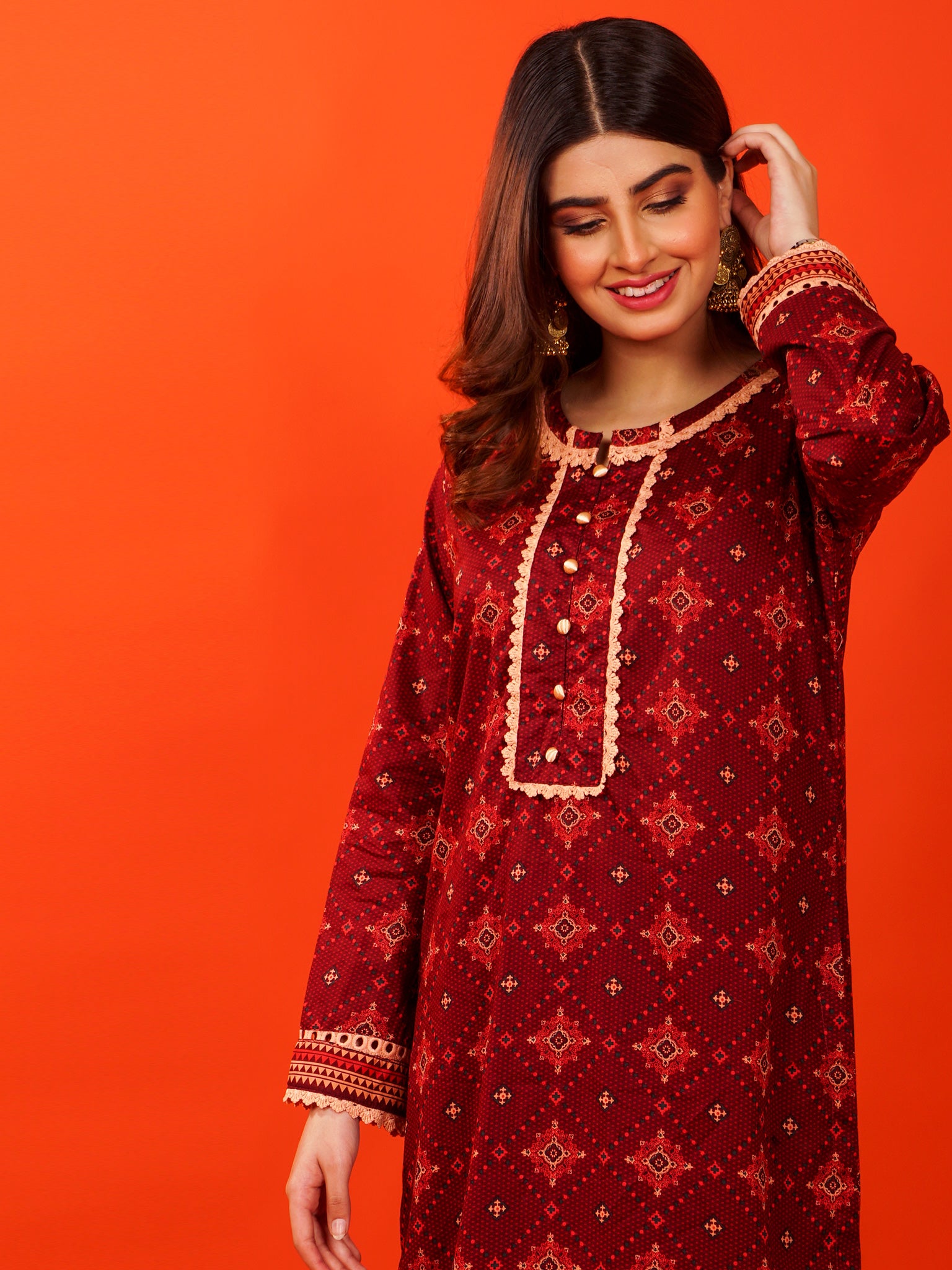Maroon Lawn Printed 2 pc - 54915