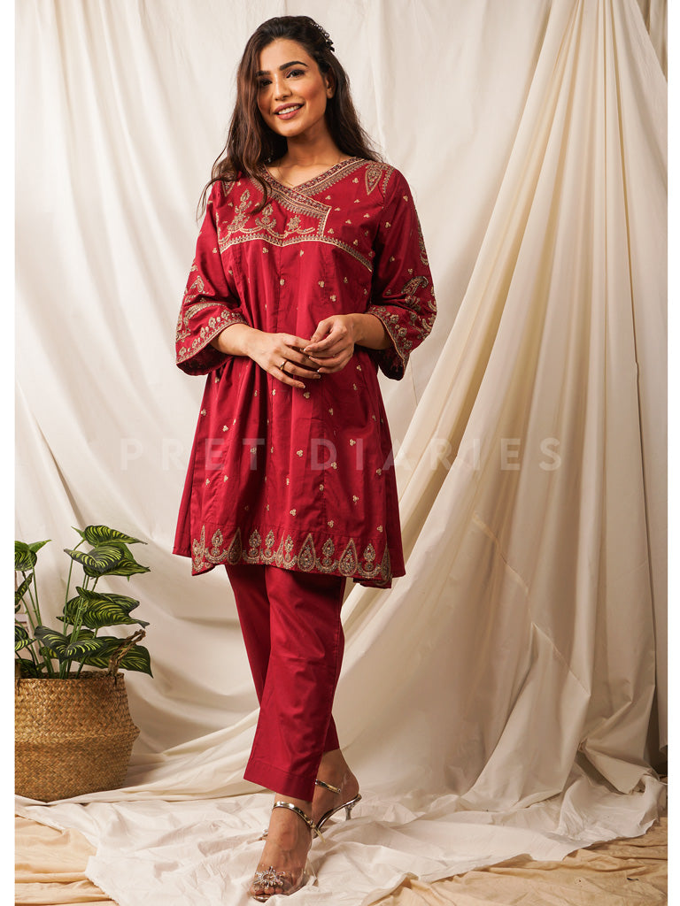 Maroon Embroidered 2 pc - 54523