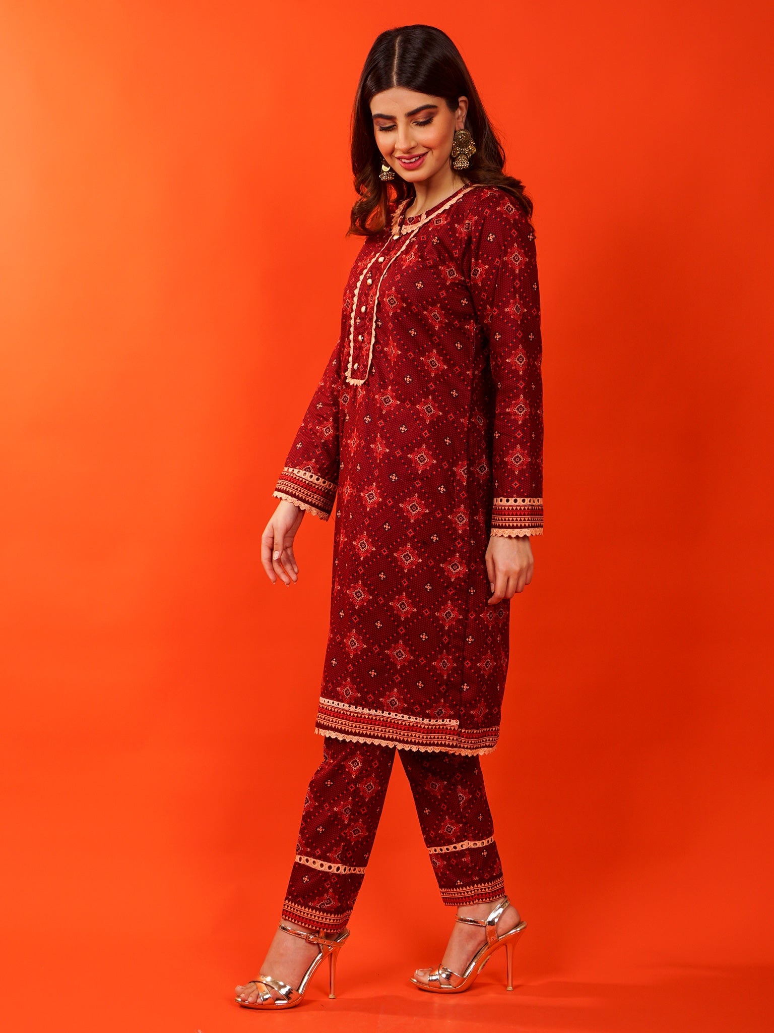Maroon Lawn Printed 2 pc - 54915