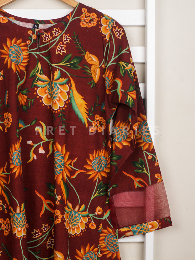 Maroon Khaddar Printed 2 pc - 54871